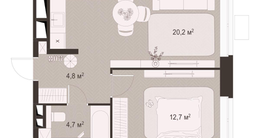 1-к. квартира, 42 м²