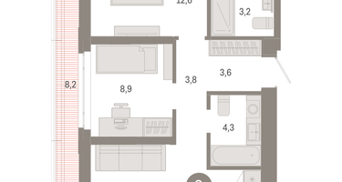2-к. квартира, 65&nbsp;м²