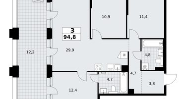 3-к. квартира, 94&nbsp;м²