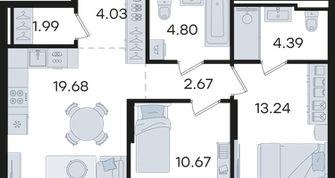 2-к. квартира, 61&nbsp;м²