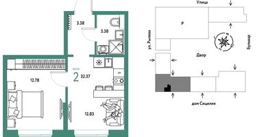 2-к. квартира, 32 м²