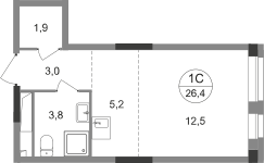 Студия, 26&nbsp;м²