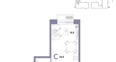 1-к. квартира, 24&nbsp;м²