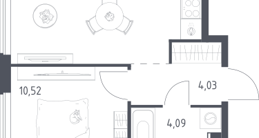 1-к. квартира, 34&nbsp;м²