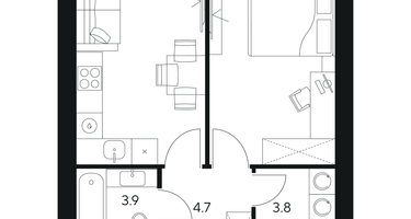 1-к. квартира, 42 м²