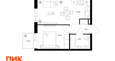 1-к. квартира, 35&nbsp;м²