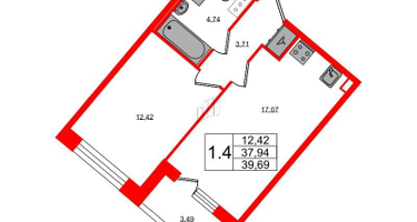 1-к. квартира, 37 м²