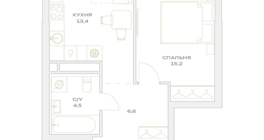 1-к. квартира, 39&nbsp;м²