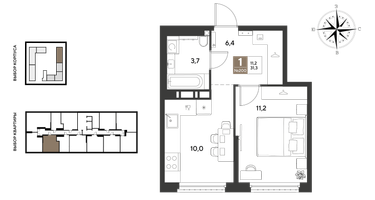 1-к. квартира, 31&nbsp;м²