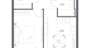 Студия, 39&nbsp;м²