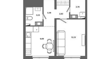 1-к. квартира, 34&nbsp;м²