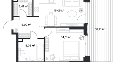 1-к. квартира, 61 м²