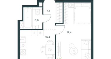 1-к. квартира, 35&nbsp;м²