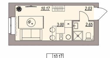 Студия, 17&nbsp;м²