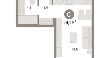 Студия, 29&nbsp;м²