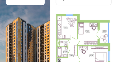 2-к. квартира, 60&nbsp;м²