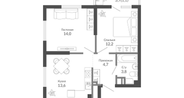 2-к. квартира, 49&nbsp;м²