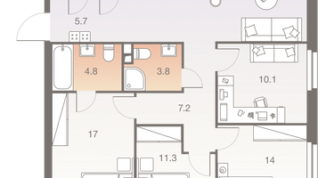 5-к. квартира, 106&nbsp;м²