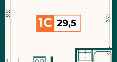 Студия, 29 м²