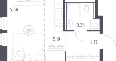 Студия, 22&nbsp;м²
