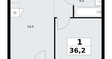 1-к. квартира, 36&nbsp;м²