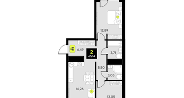2-к. квартира, 65&nbsp;м²