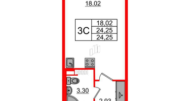 Студия, 24 м²