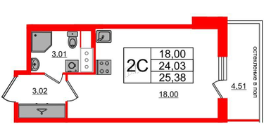 Студия, 24&nbsp;м²