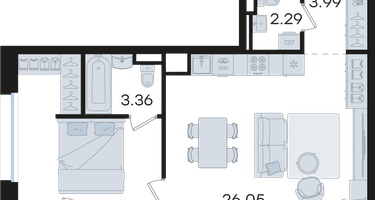 1-к. квартира, 50 м²