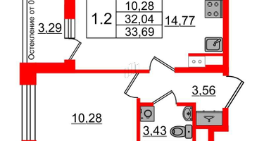 1-к. квартира, 32 м²