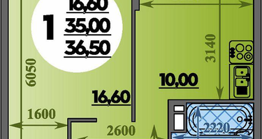 1-к. квартира, 36 м²