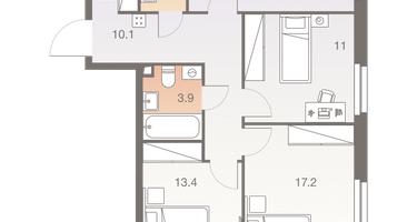 3-к. квартира, 77&nbsp;м²