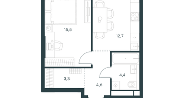 1-к. квартира, 40 м²