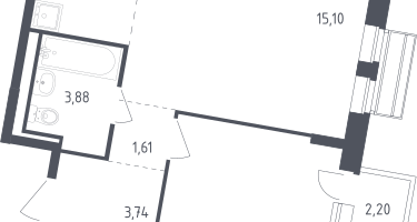 Студия, 39&nbsp;м²