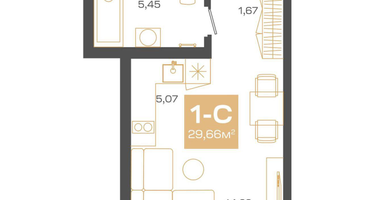 Студия, 29&nbsp;м²