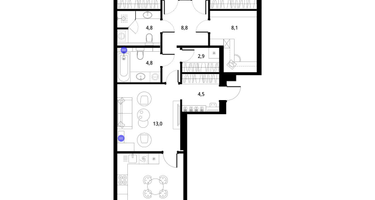 3-к. квартира, 105&nbsp;м²