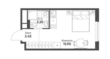 Студия, 21&nbsp;м²