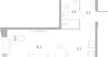 Студия, 32&nbsp;м²