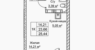 1-к. квартира, 25 м²