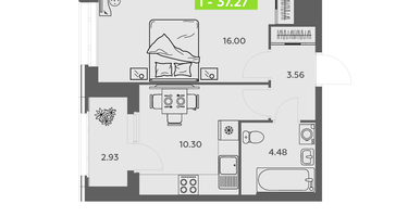 1-к. квартира, 37 м²