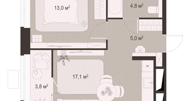 1-к. квартира, 43 м²