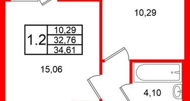 1-к. квартира, 32&nbsp;м²