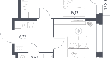 1-к. квартира, 41&nbsp;м²