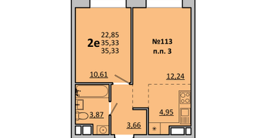 Студия, 35 м²