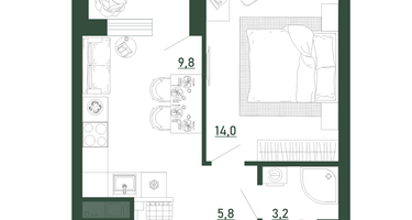 1-к. квартира, 34 м²