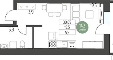 Студия, 30&nbsp;м²