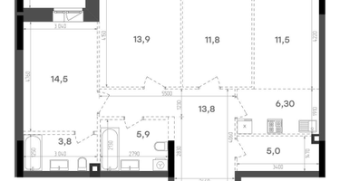 3-к. квартира, 87&nbsp;м²