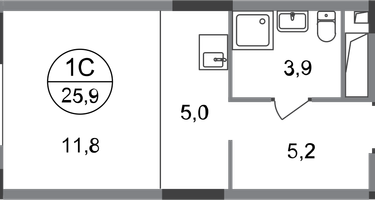 Студия, 25&nbsp;м²