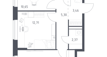 2-к. квартира, 53&nbsp;м²