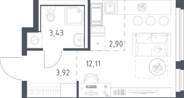 Студия, 22&nbsp;м²